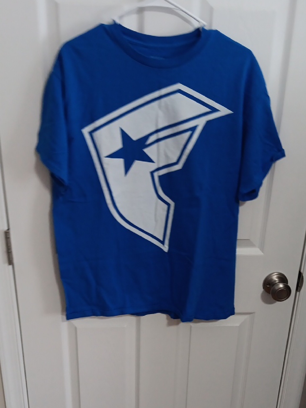 Famoud Blue Short-Sleeve Graphic Tee with White Star Shield